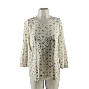 NWT KAREN SCOTT Christmas Camel Glitter Print Petite XL Cotton Blend Knit